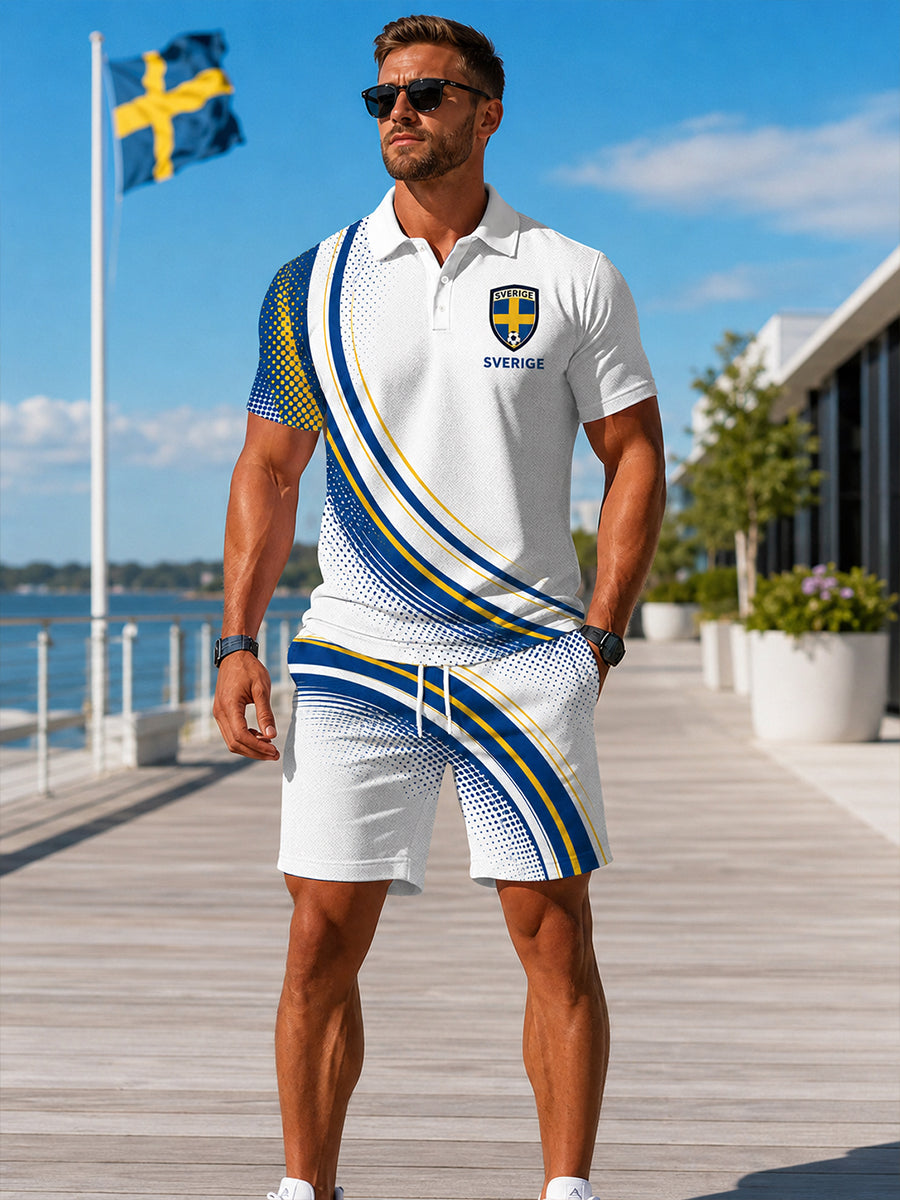 Retro svensk fotbollsfan konsttryck avslappnad kostym