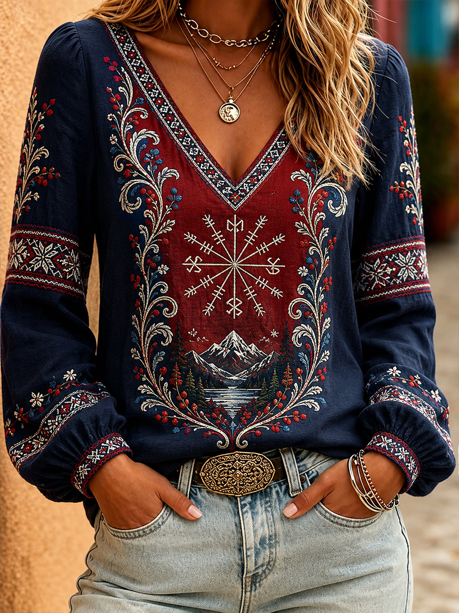Retro norsk viking nordisk stil kunsttrykk avslappet topp