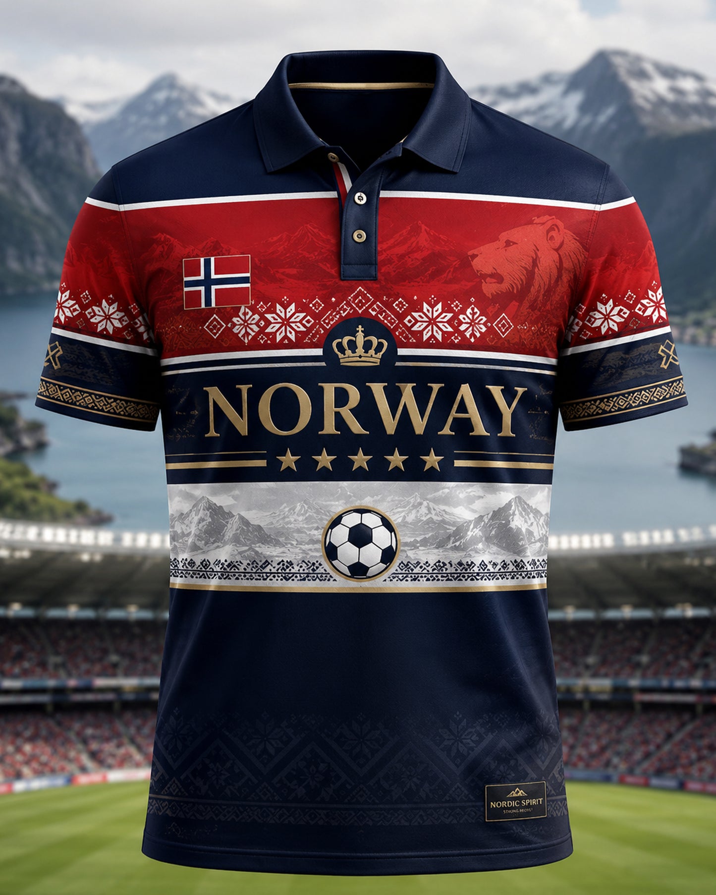 Menns norsk fotballkamp heie-element kunsttrykk poloskjorte