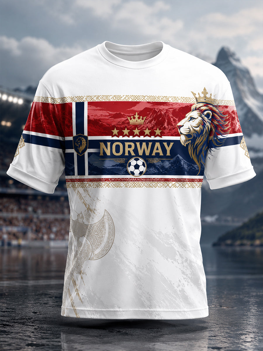 Menns norsk fotballkamp heiar-element kunsttrykk T-skjorte