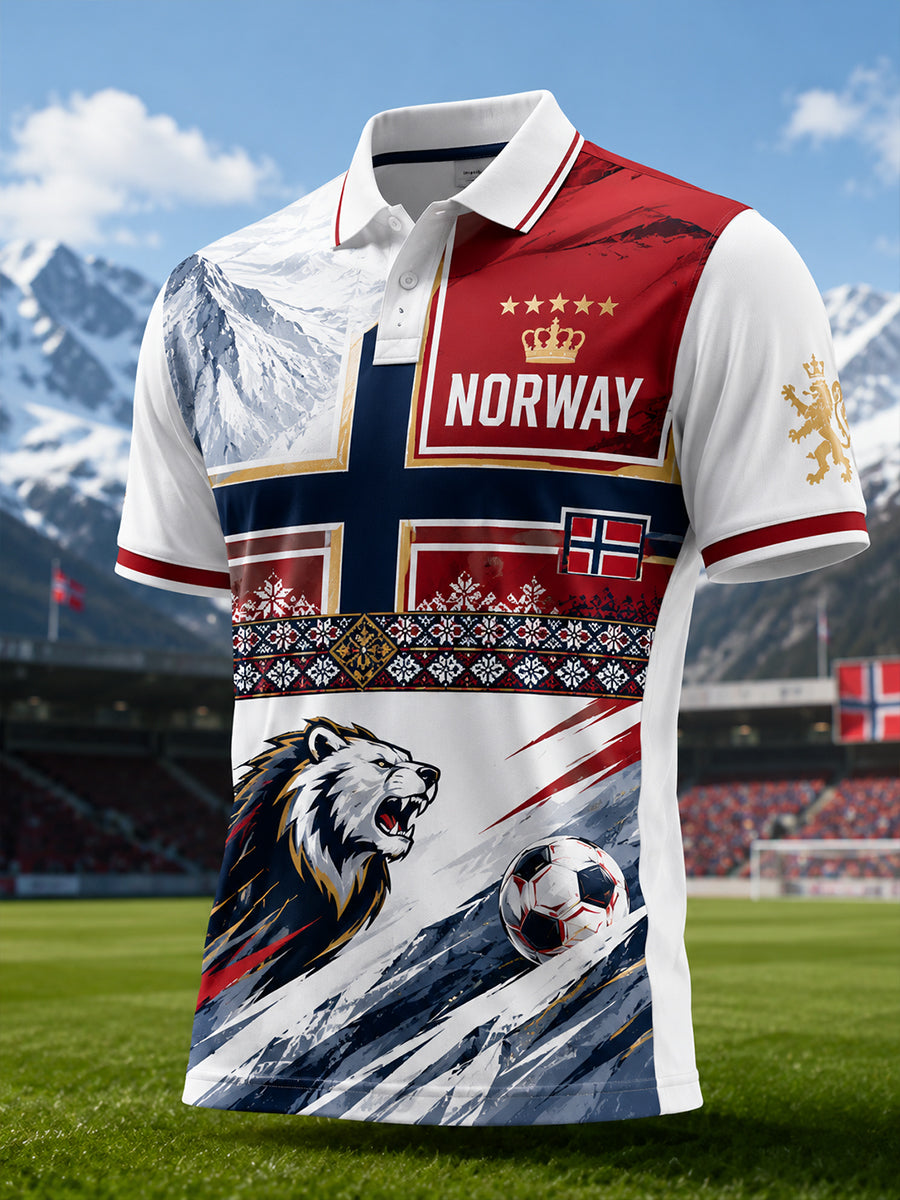 Menns norsk fotballkamp heie-element kunsttrykk poloskjorte