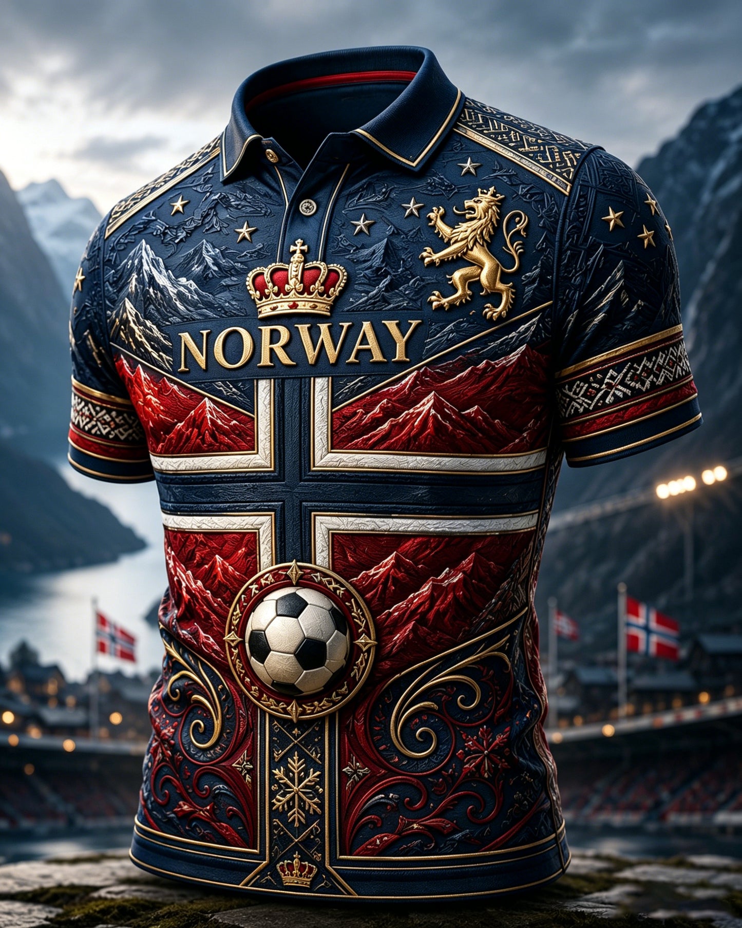 Menns norsk fotballkamp heie-element kunsttrykk poloskjorte