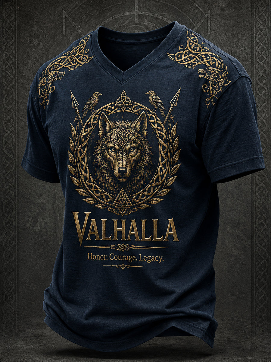 Mäns Retro vikingelement Skriv ut kortärm T-shirt