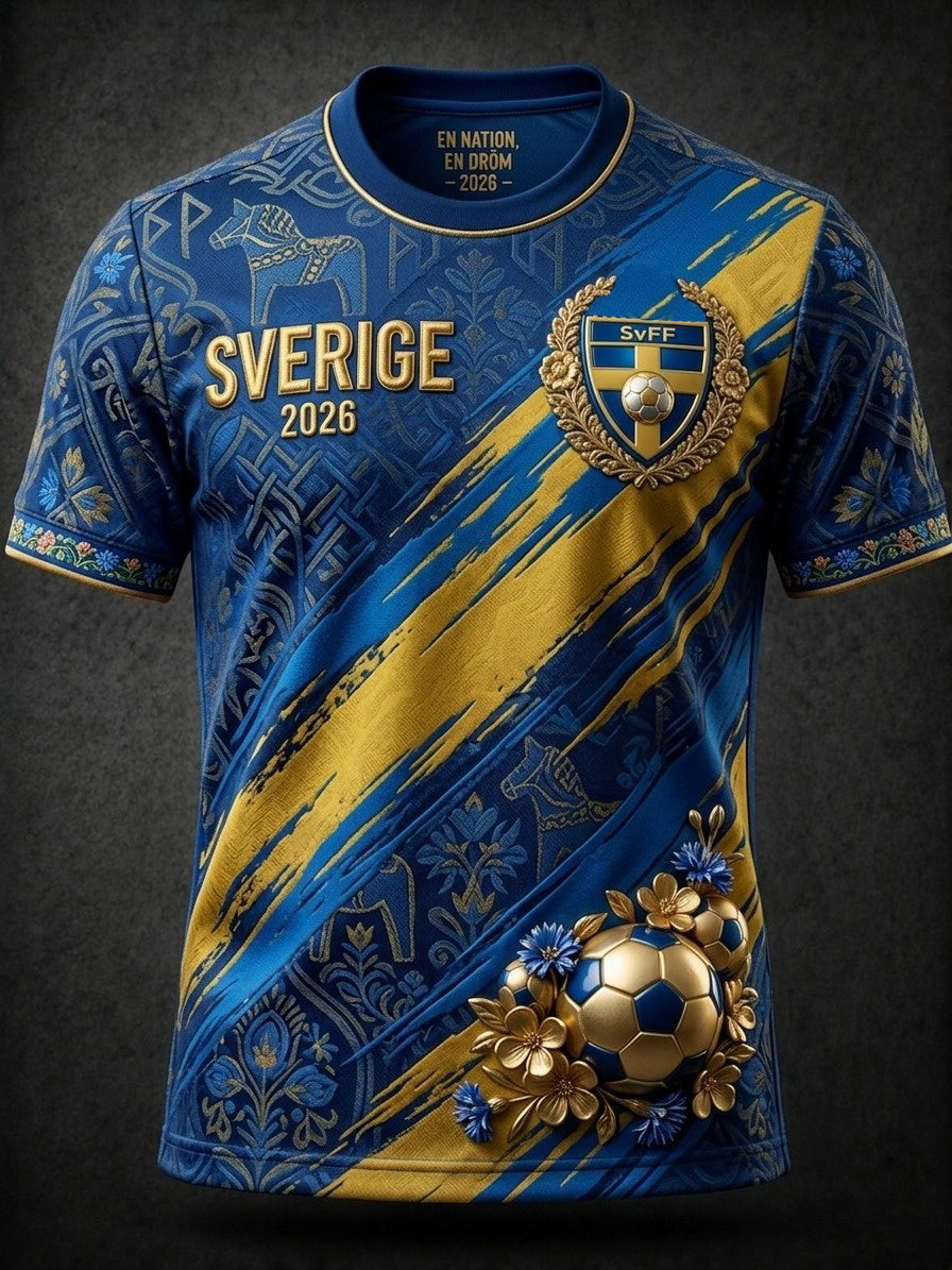 Herr Retro Sverige Fotboll Lover 2026 Tryckt T-shirt