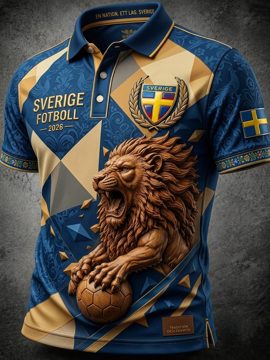 Herrtröja i retrostil med svensk fotbollsmotiv och tryck 2026