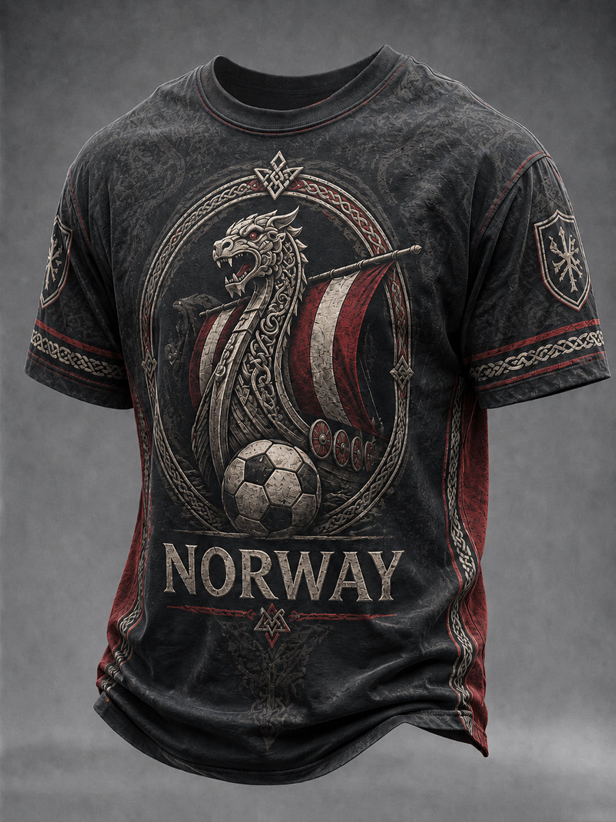 Menns Norge fotballfan-design t-skjorte