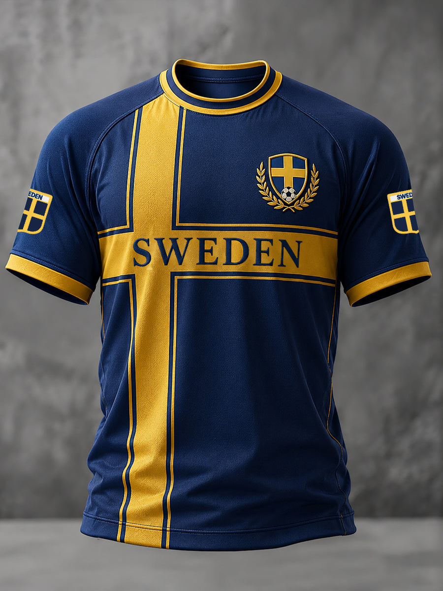 Herrligan svensk fotboll tryckt ledig t-shirt med korta ärmarna