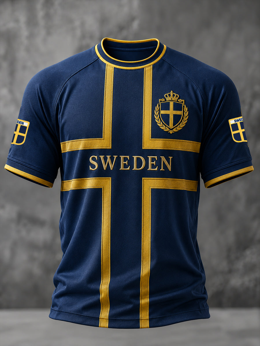 Herrligan svensk fotboll tryckt ledig t-shirt med korta ärmarna
