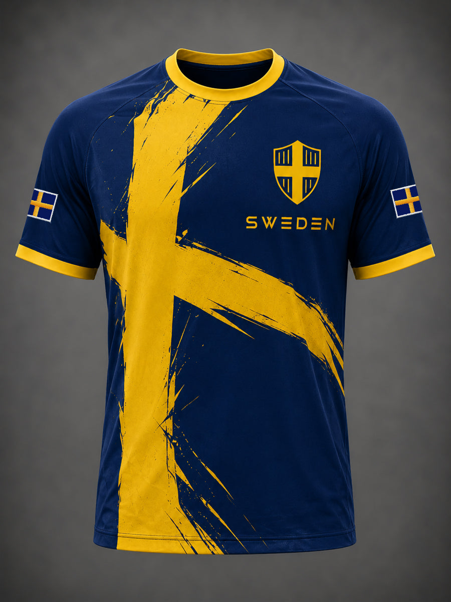 Herrligan svensk fotboll tryckt ledig t-shirt med korta ärmarna