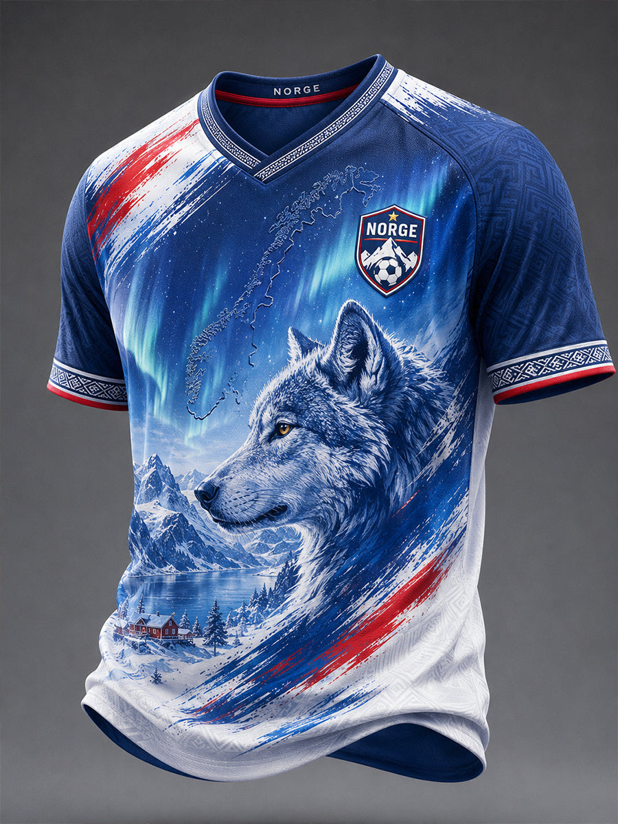 Retro norsk fotballfan-kunsttrykk, avslappet t-skjorte