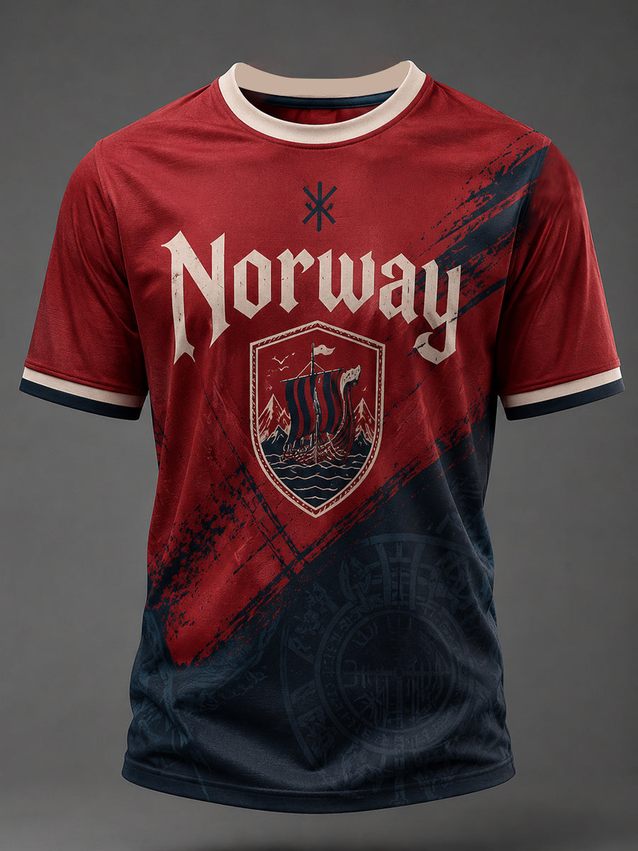 Menns Norge Fotball Trykt T-skjorte