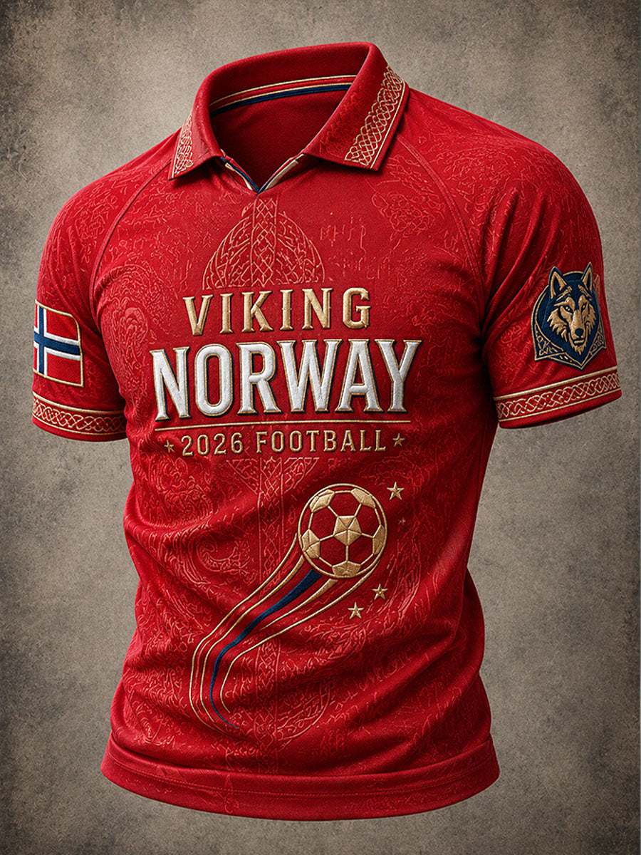Herre-T-skjorte med fotballdesign for Norge 2026