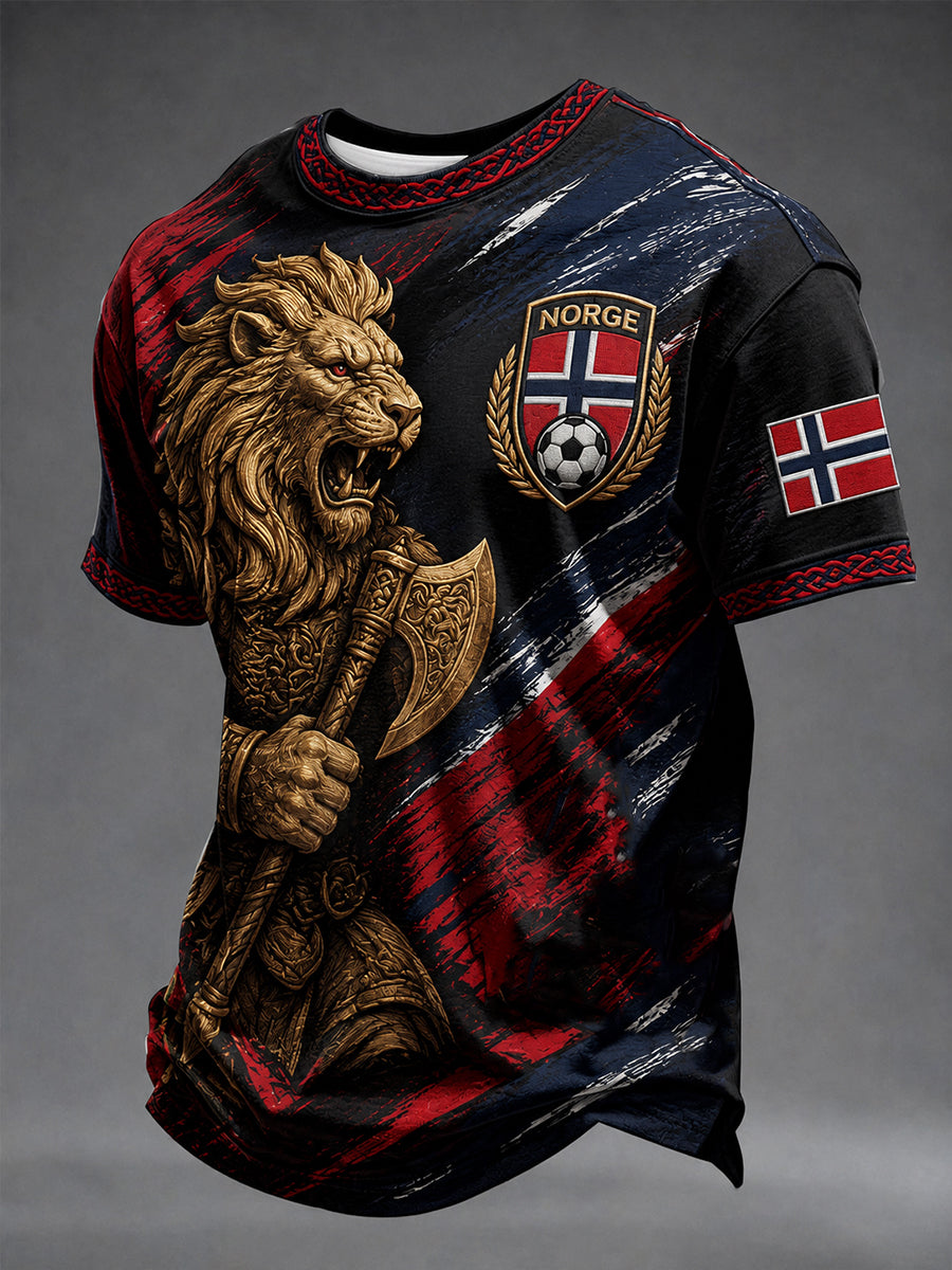 Herre Heia Norge fotballfan-grafisk t-skjorte