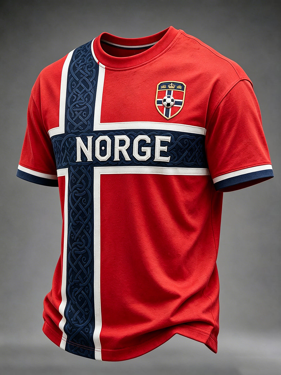 Menns Norge fotballfan t-skjorte med korte ermer