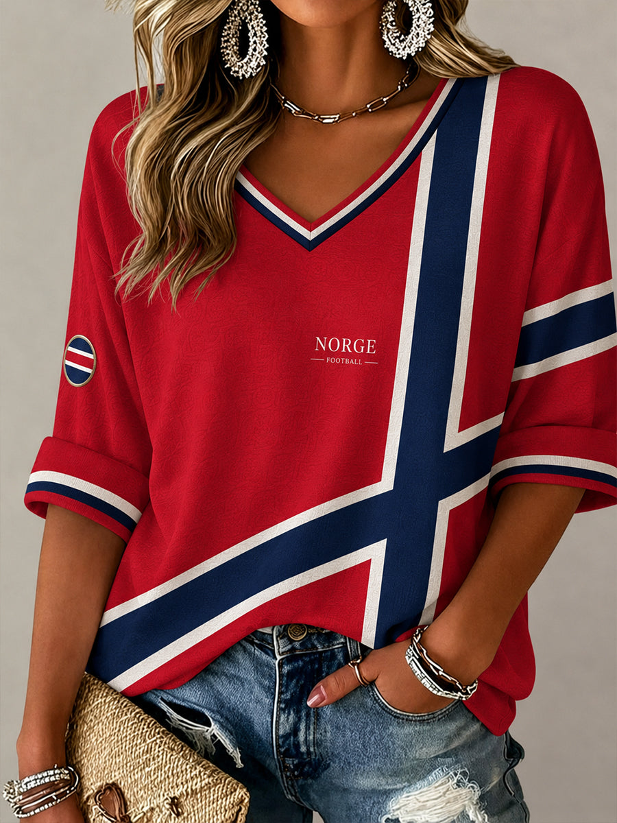 Retro norsk fotballfan-kunsttrykk avslappet topp