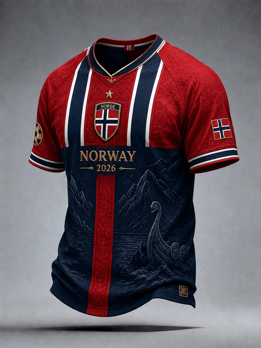 2026 Norge Fotball Fritids V-urning T-skjorte
