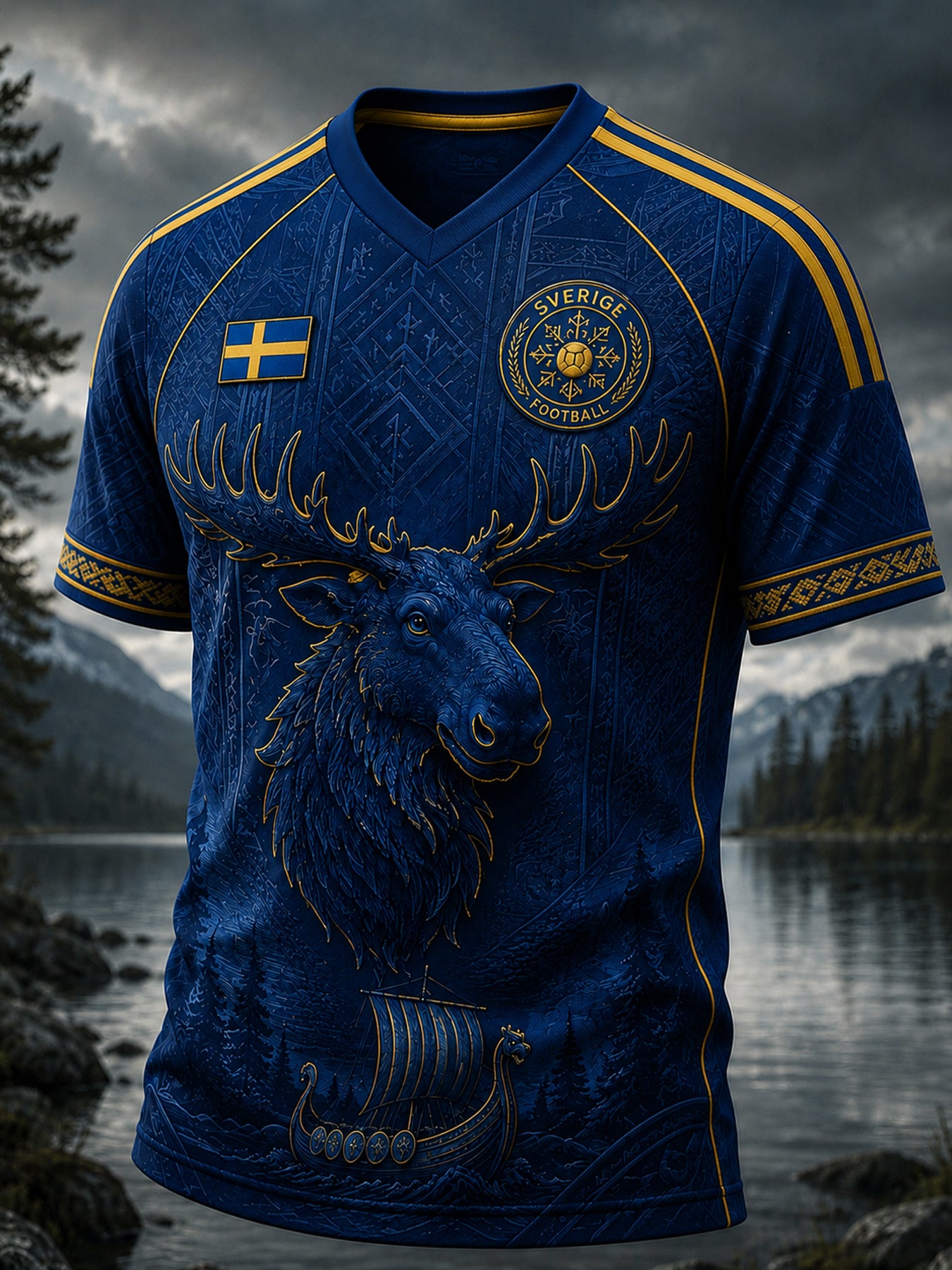 Retro svensk fotbollsfan-konsttryck avslappnad t-shirt