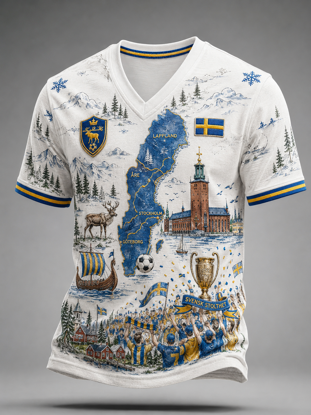 Herrfotboll i Sverige V-ringad T-shirt