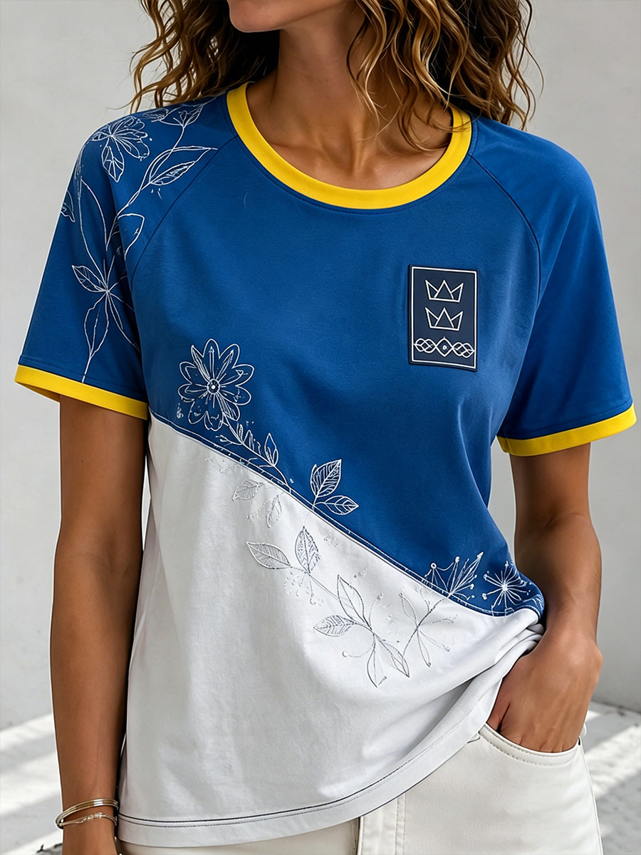 Kvinnors Sverige Round Hals Kort ärm T-shirt