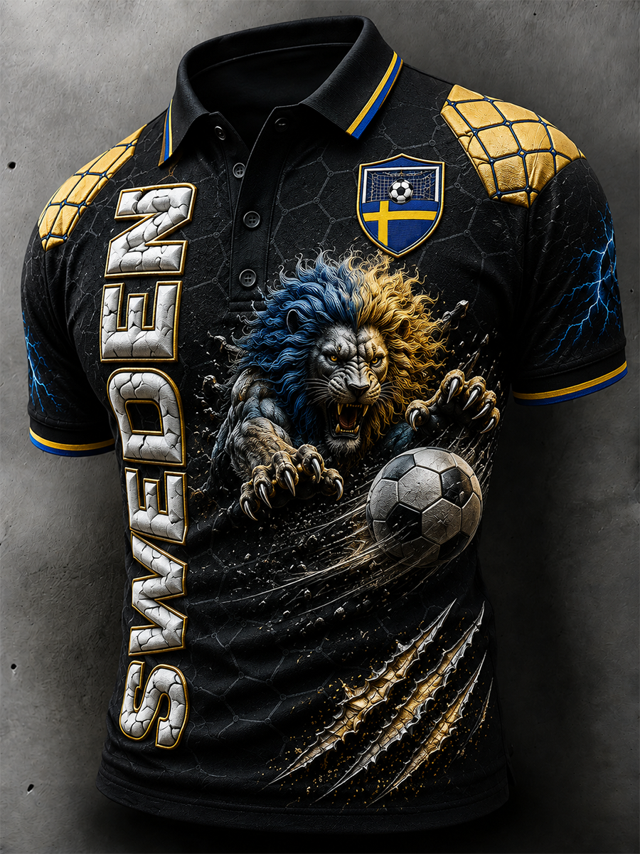 Herrfotboll i Sverige tröja med korta ärmarna
