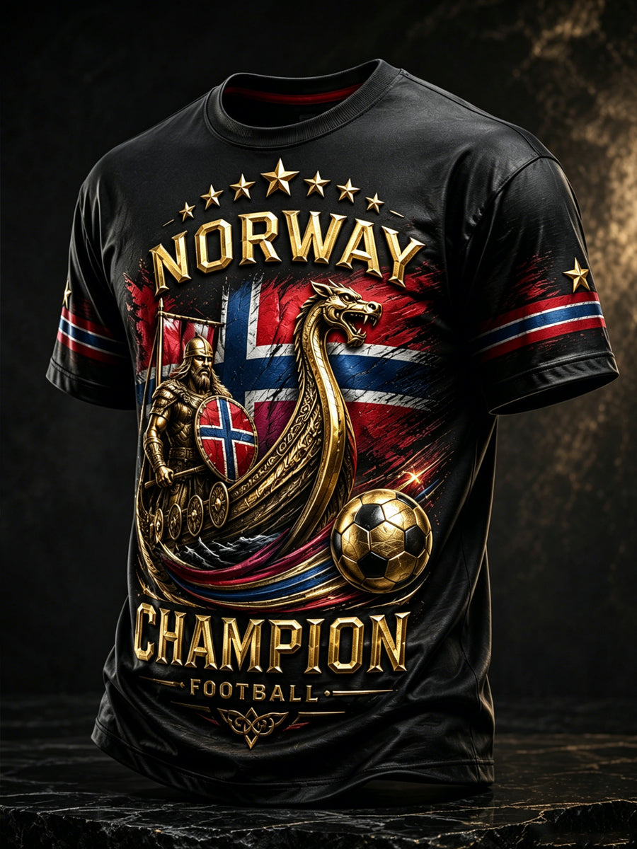 Menns norsk fotballkamp heieelement kunsttrykk t-skjorte