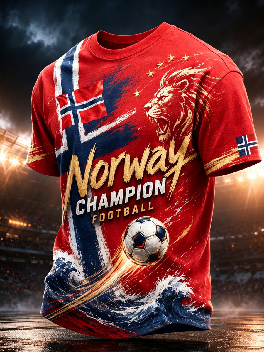 Menns norsk fotballkamp heieelement kunsttrykk t-skjorte
