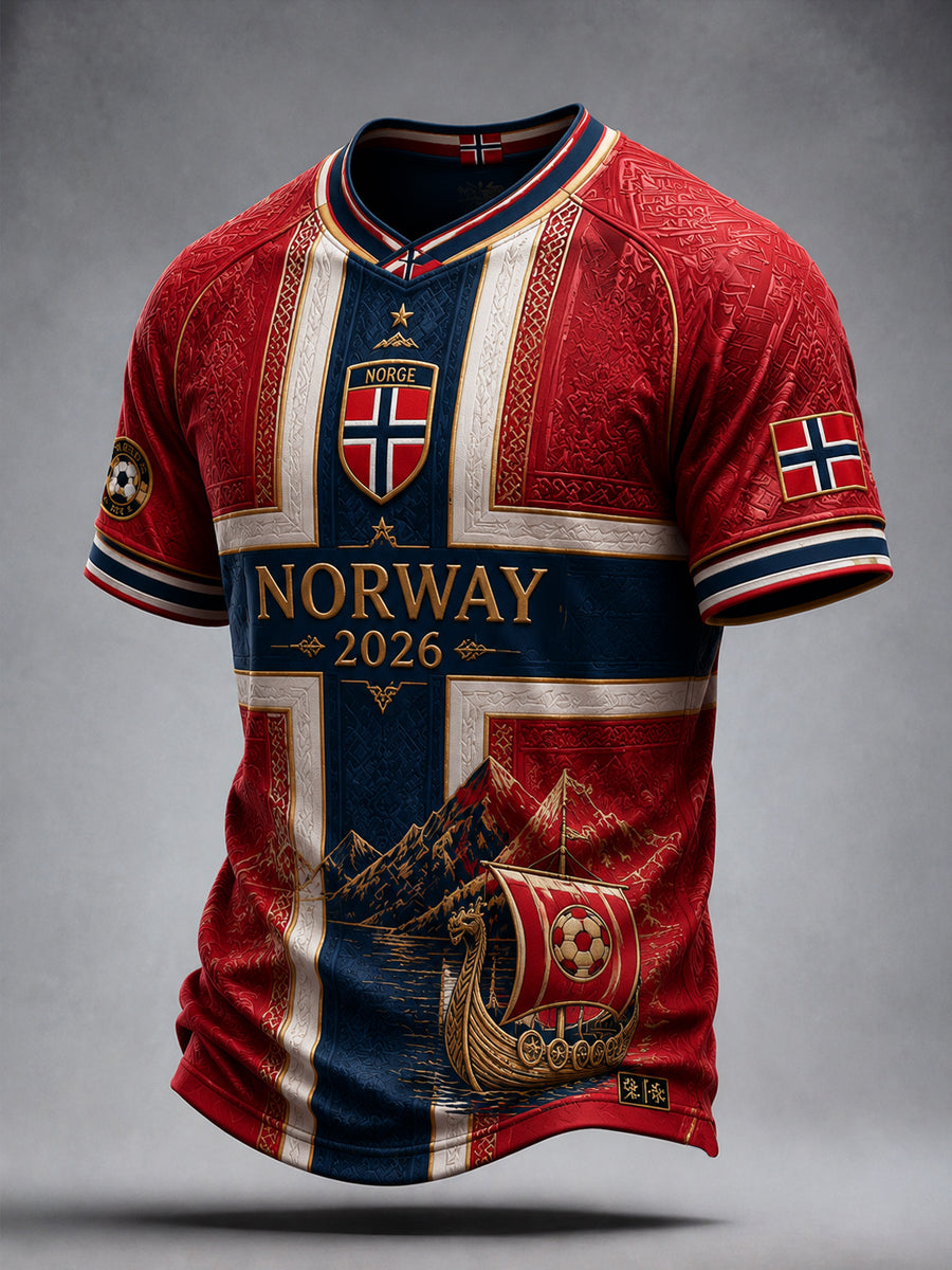 Norge 2026 Klassisk Fritids-V-hals T-skjorte