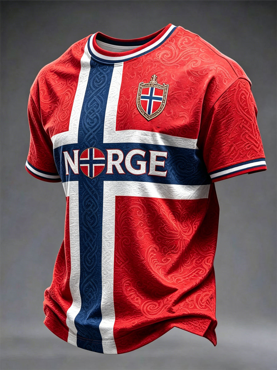 Menns Norge Fotball Trykket T-skjorte