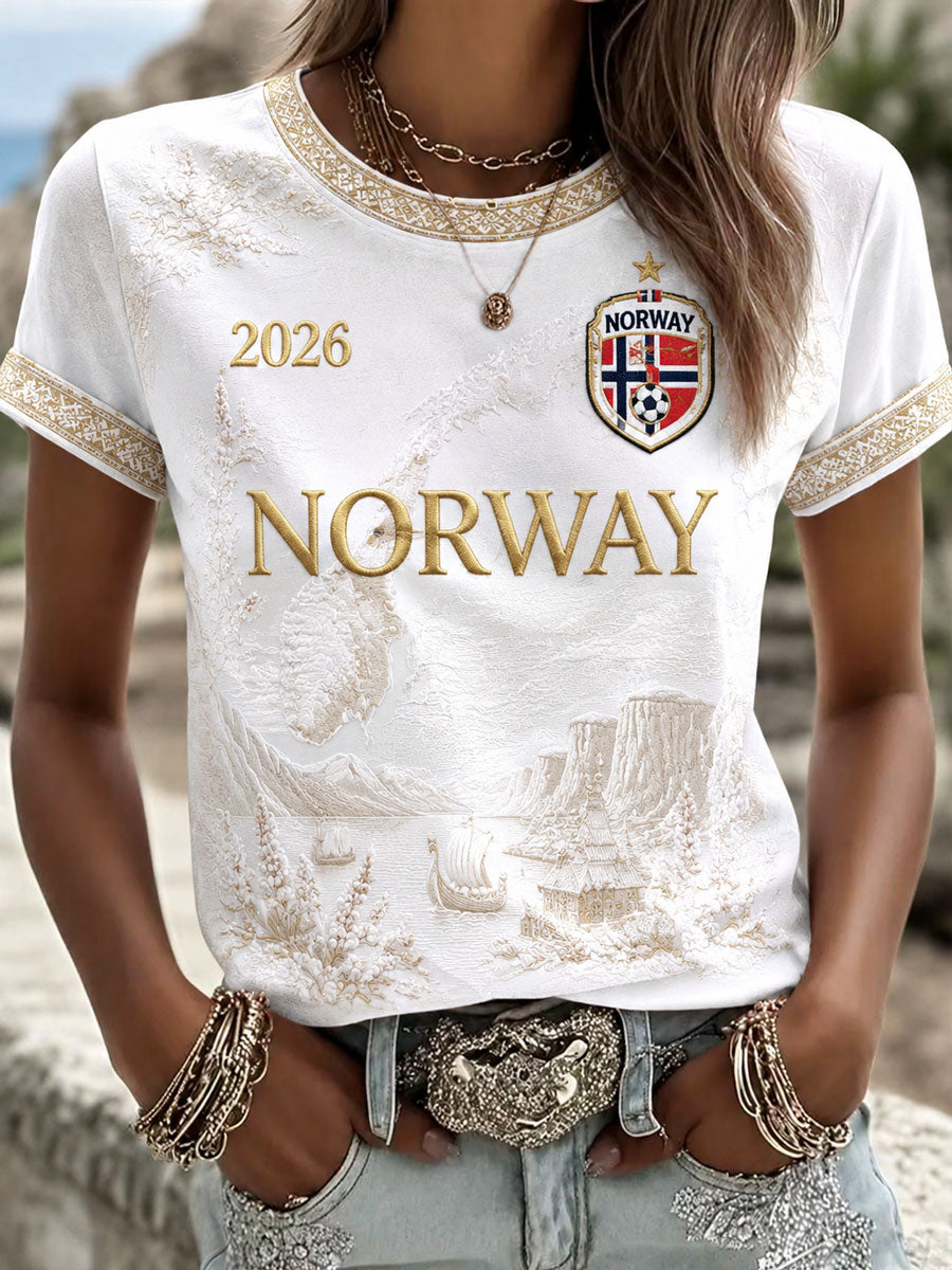 Kvinnelig Norge-fotballtrykket hverdagstrøye