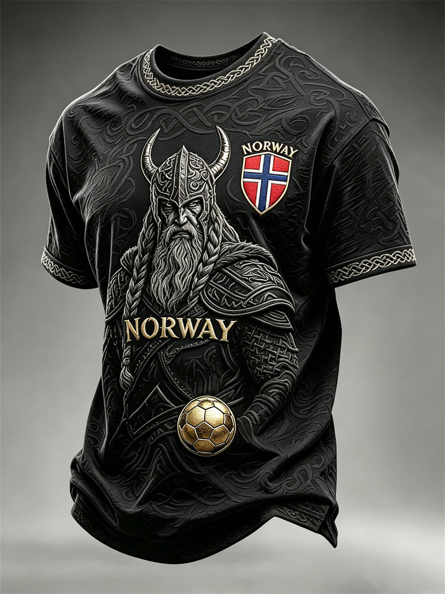 Herrer Norge Fotball Vikingkriger Keltisk knute trykk t-skjorte med korte ermer