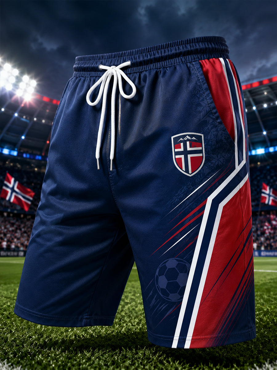 Printshorts med fotballmotiv for menn