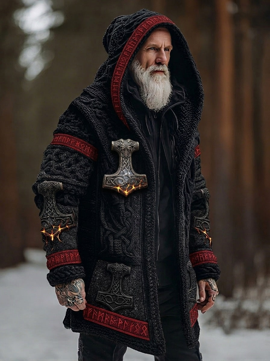 Herrlig vintage svensk Birka-Vikingaveckors lång vikingakappa med huva
