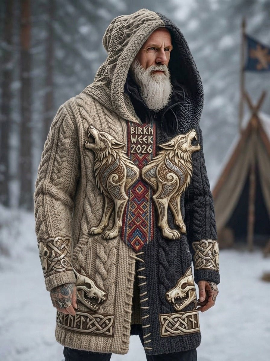 Herrlig vintage svensk Birka-Vikingaveckors lång vikingakappa med huva