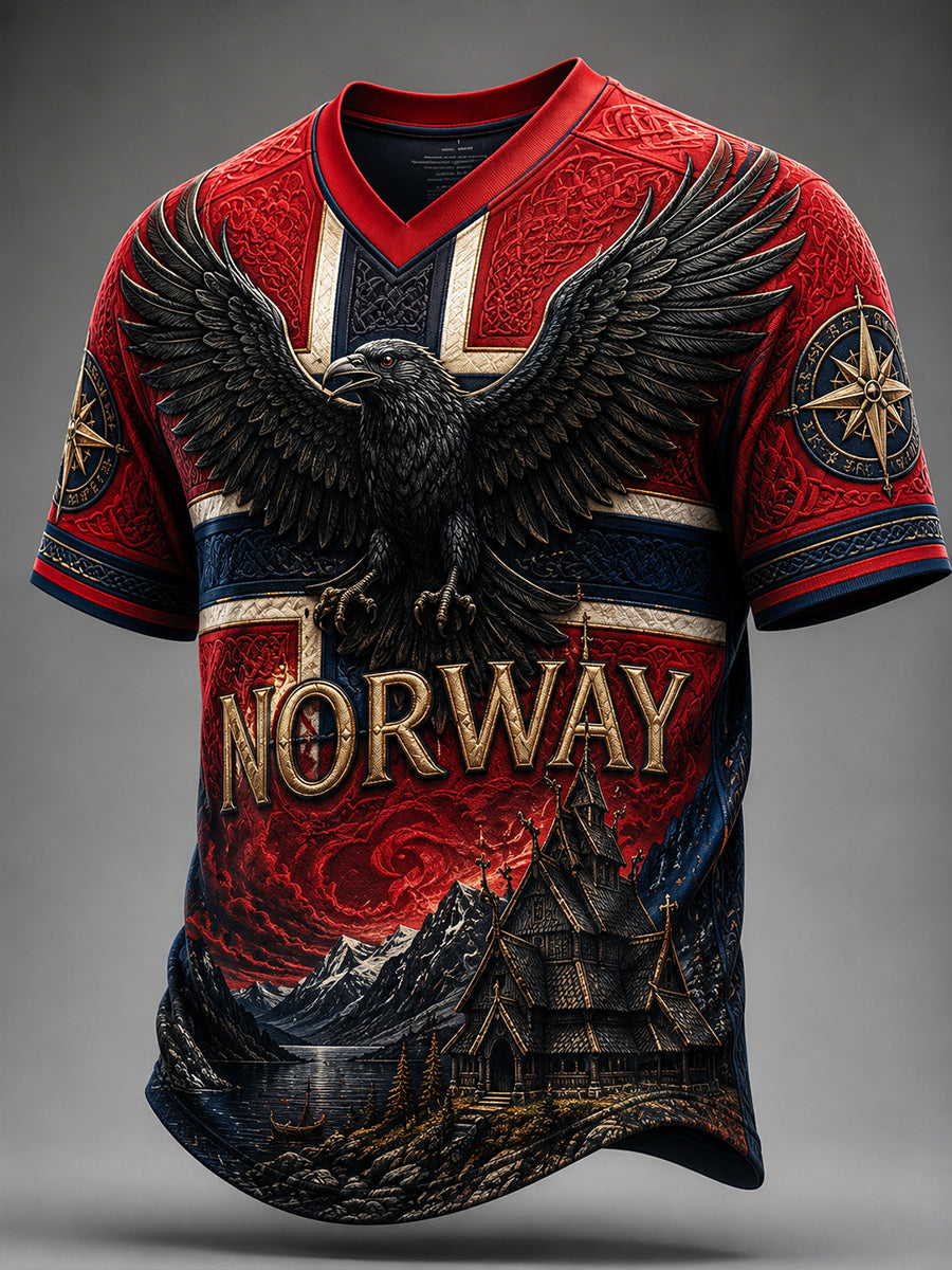 Retro norsk kunsttrykk avslappet t-skjorte