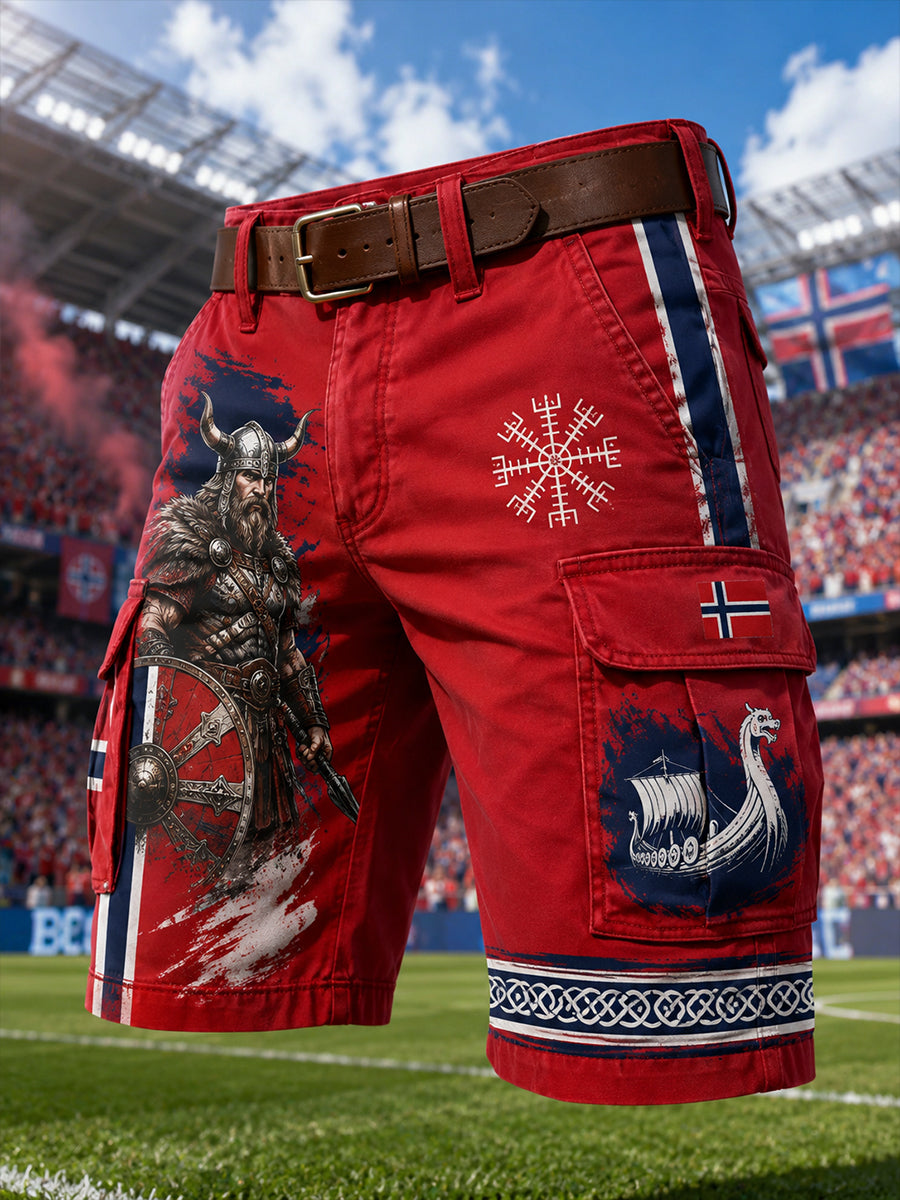 Menns vikinge kriger og fotball-tema trykt lastshorter