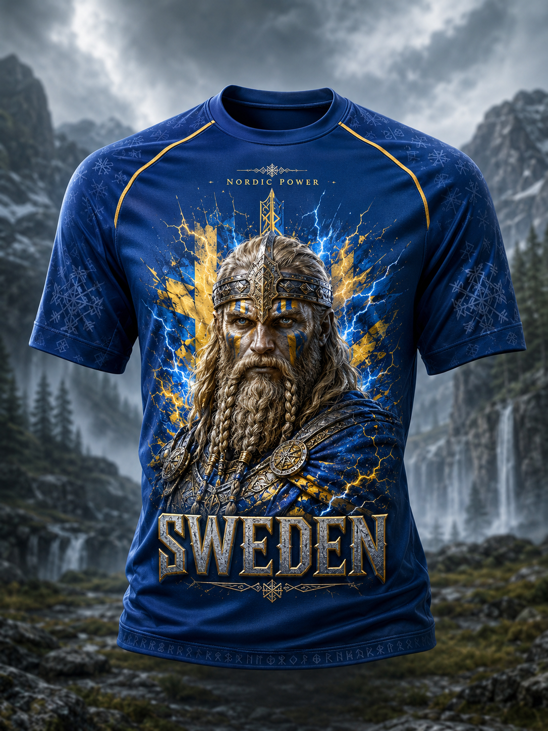 Svensk vikingströja för män med korta ärmarna