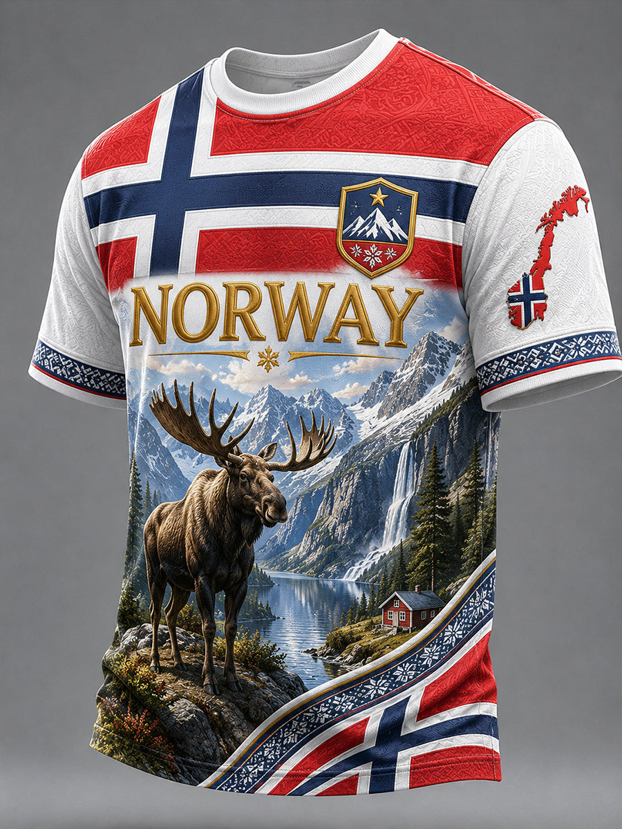 Retro norsk viking-, skandinavisk- og nordiskstil grafisk hverdags-T-skjorte
