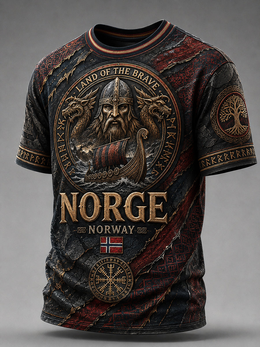 Retro nordisk vikingstil grafisk hverdags-T-skjorte