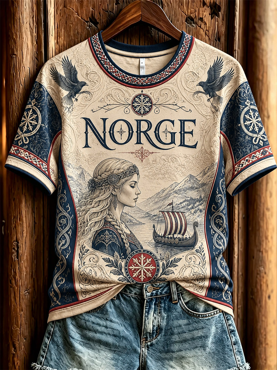 Retro norsk viking- og keltisk kunst-T-skjorte