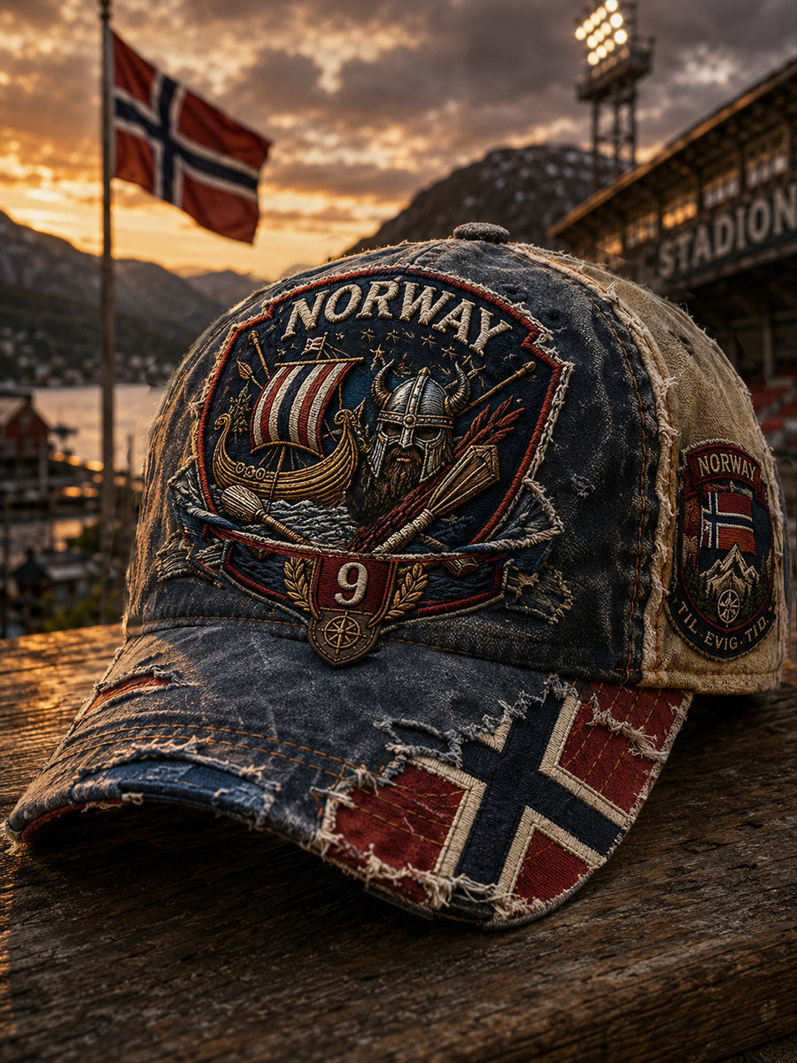 Unisex vintage basecap i nordisk vikingstil med grafisk trykk, uformell stil
