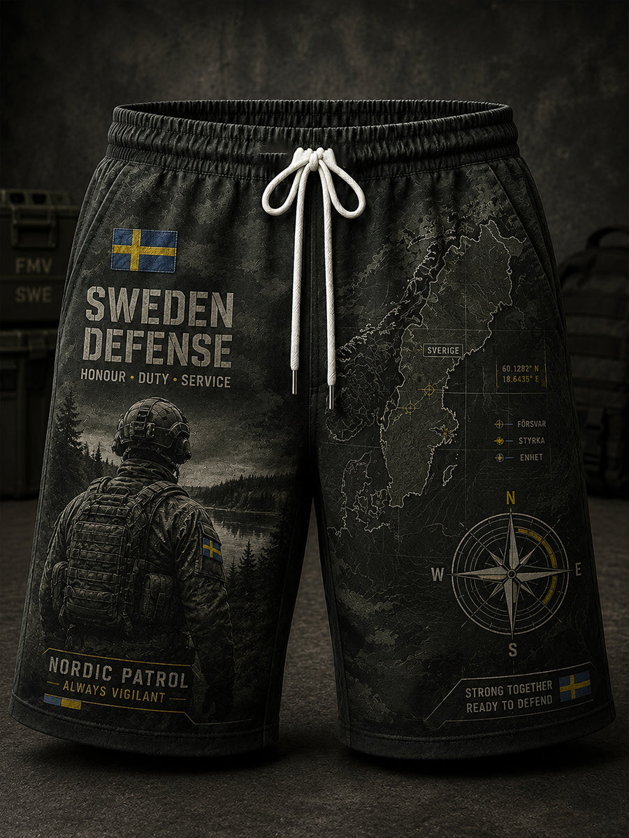 Kamouflagemönstrade militärshorts för män
