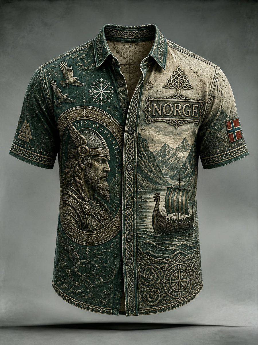 Retro norsk viking-keltisk kunst avslappet skjorte