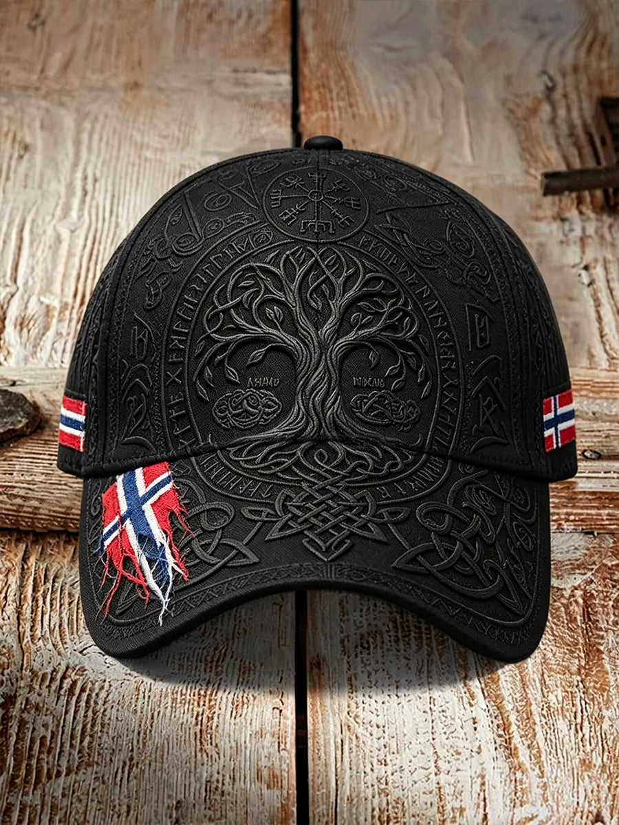 Vintage Norge Viking Livets Tre flaggtrykk unisex-lue