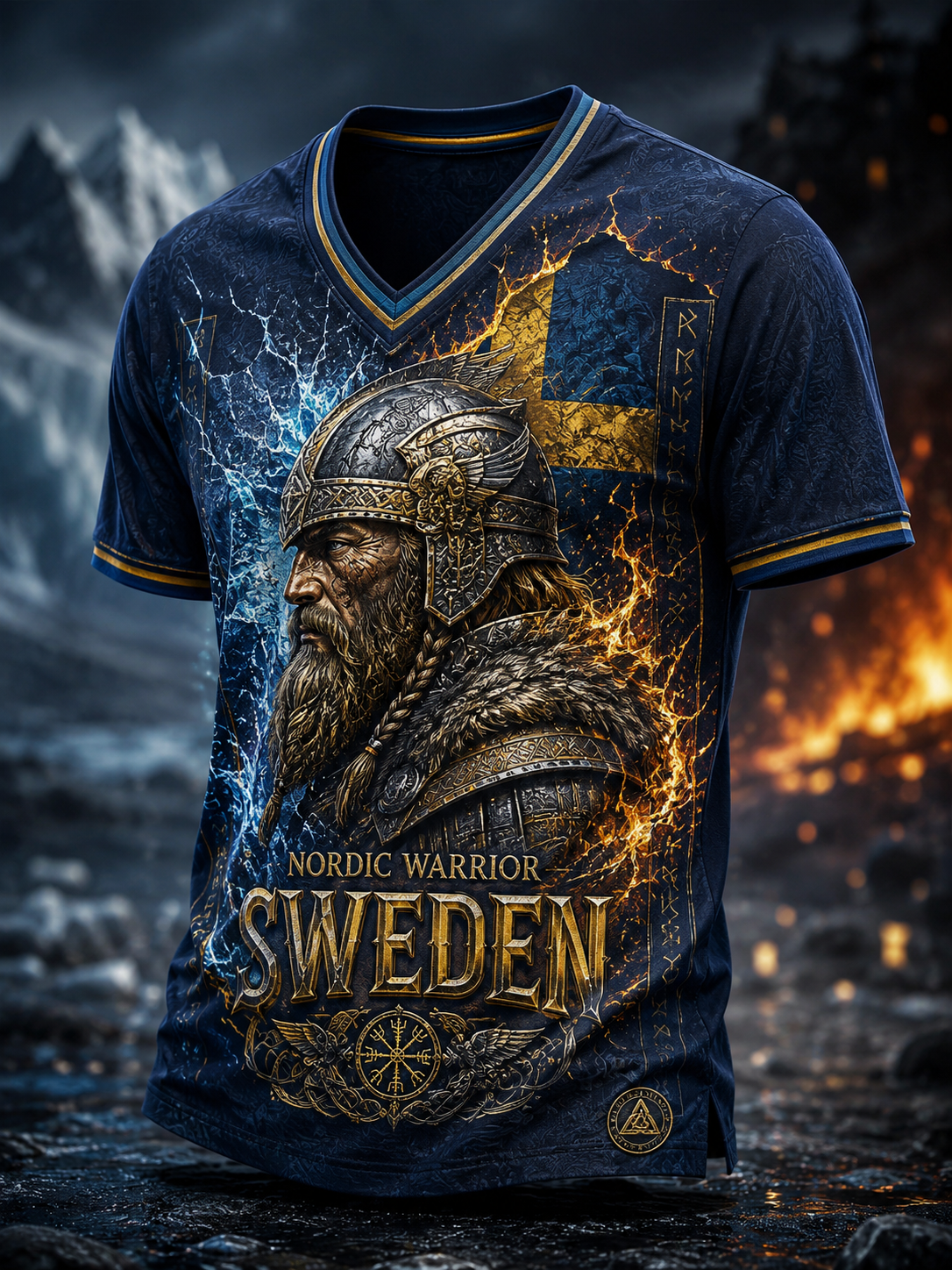 Herrtröja med V-ringning i svensk vikingastil