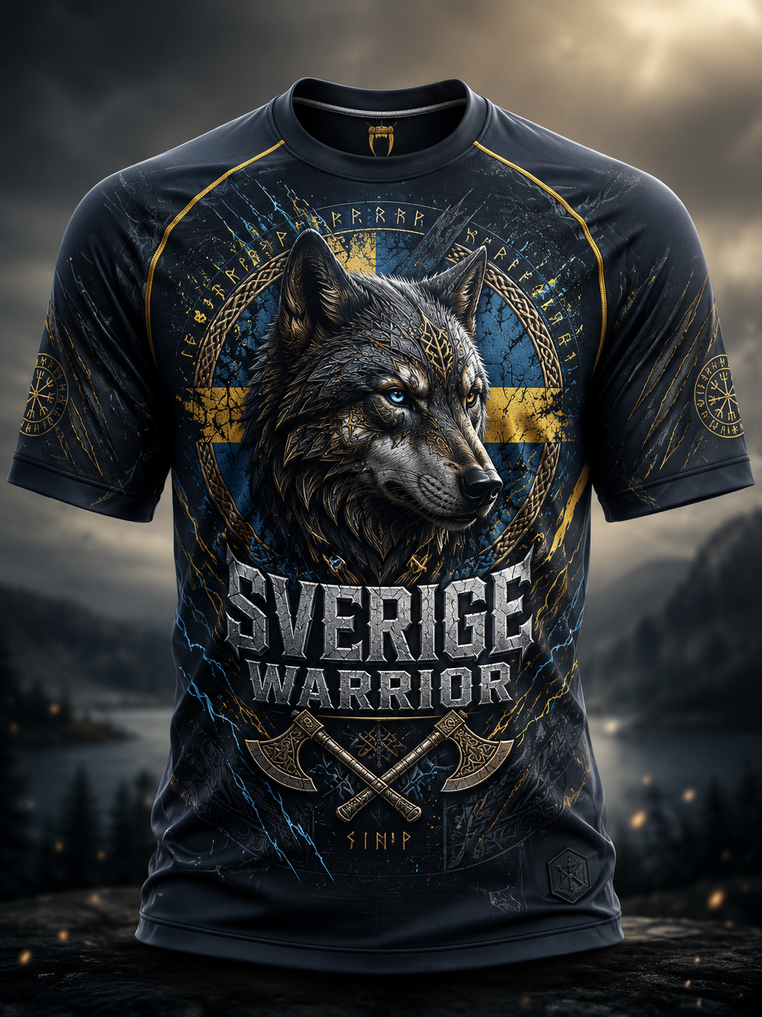 Svensk vikingströja för män med korta ärmarna