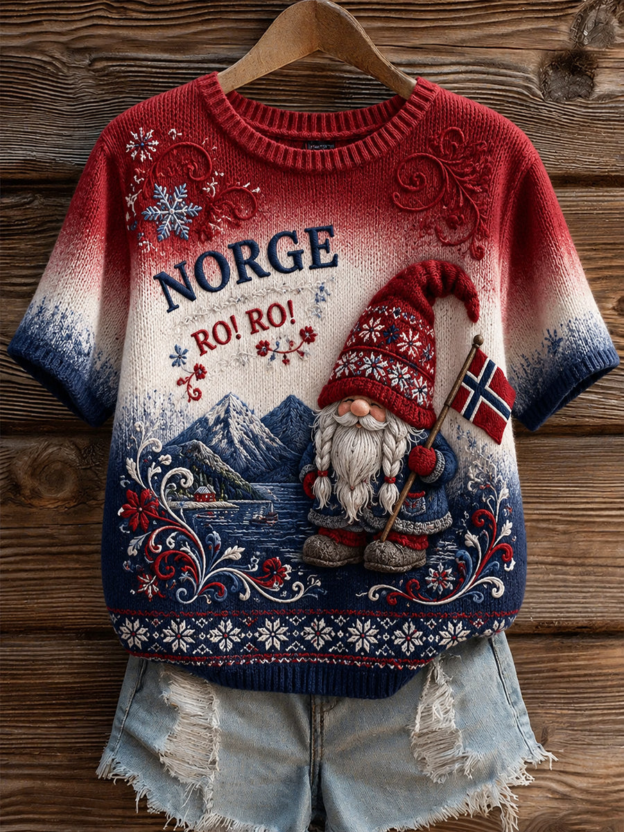 Retro norsk RO! RO! Troll Gradient Fritids-T-skjorte