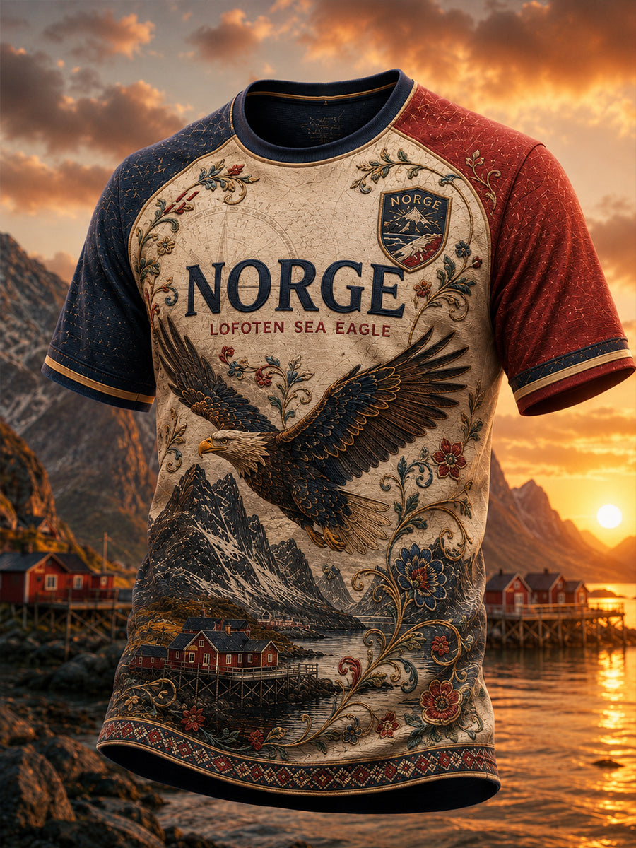 Retro nordisk vikingstil grafisk hverdags-T-skjorte