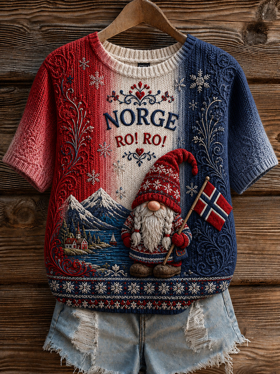 Retro norsk nisse-gradert hverdags-T-skjorte