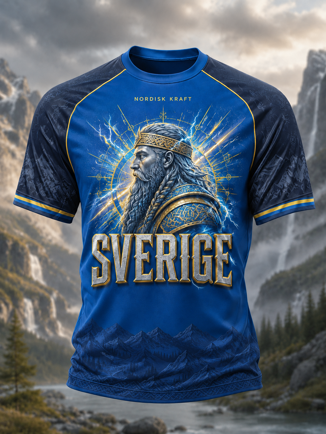 Svensk vikingströja för män med korta ärmarna