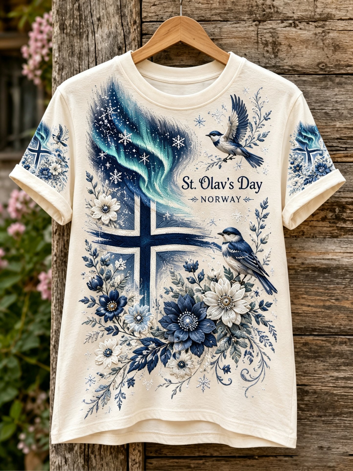 Kvinners Norske St. Olavs-dags Minne-Art Print T-skjorte